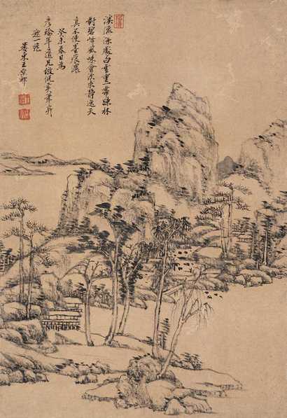 王原祁 癸未（1703年）作 溪山疏林图 立轴